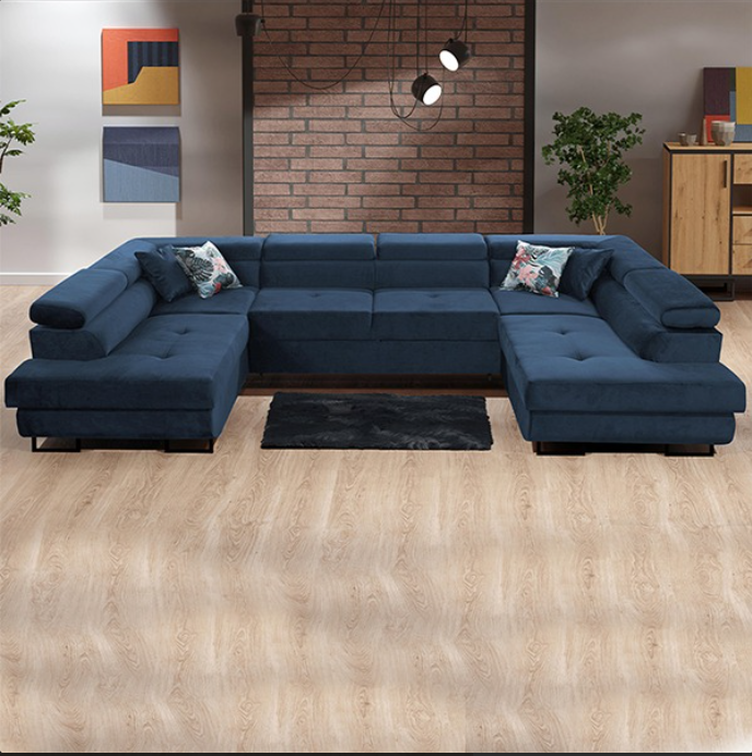 BLUE U-CORNER SOFA BED