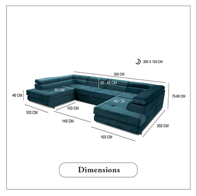 BLUE U-CORNER SOFA BED
