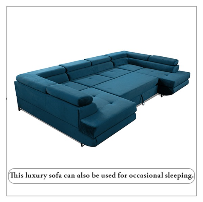 BLUE U-CORNER SOFA BED