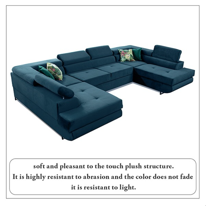 BLUE U-CORNER SOFA BED