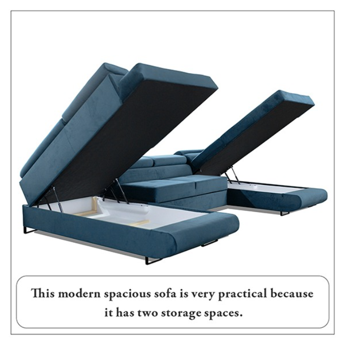 BLUE U-CORNER SOFA BED