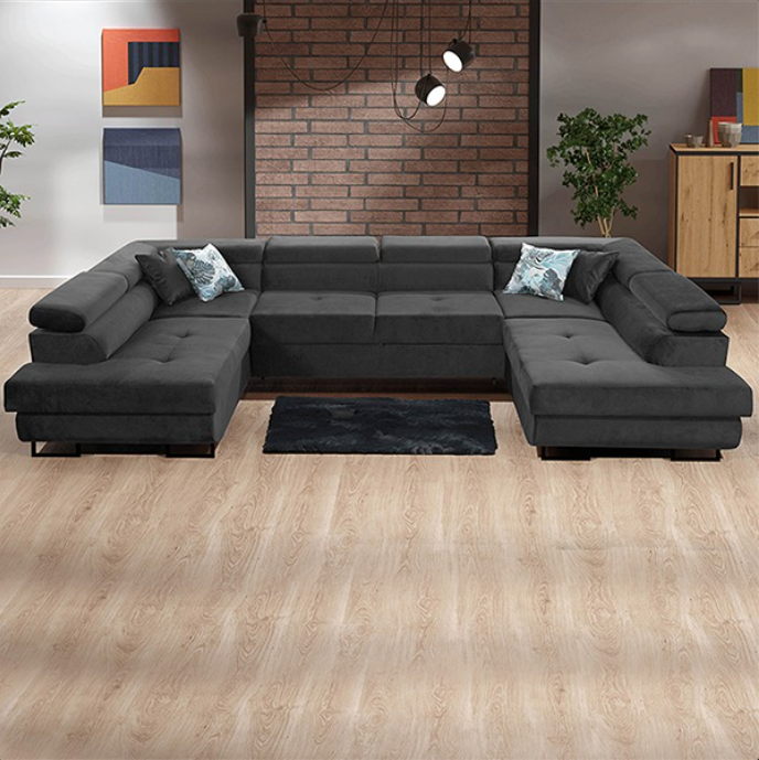 BLACK U-CORNER SOFA BED
