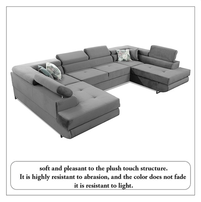 GREY U-CORNER SOFA BED