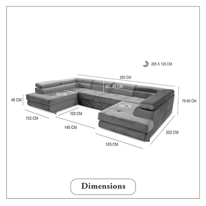 GREY U-CORNER SOFA BED