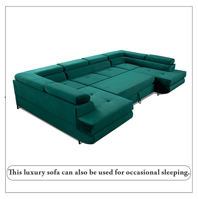 GREEN U-CORNER SOFA BED