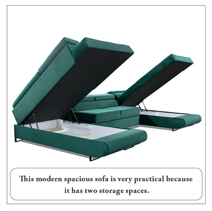 GREEN U-CORNER SOFA BED