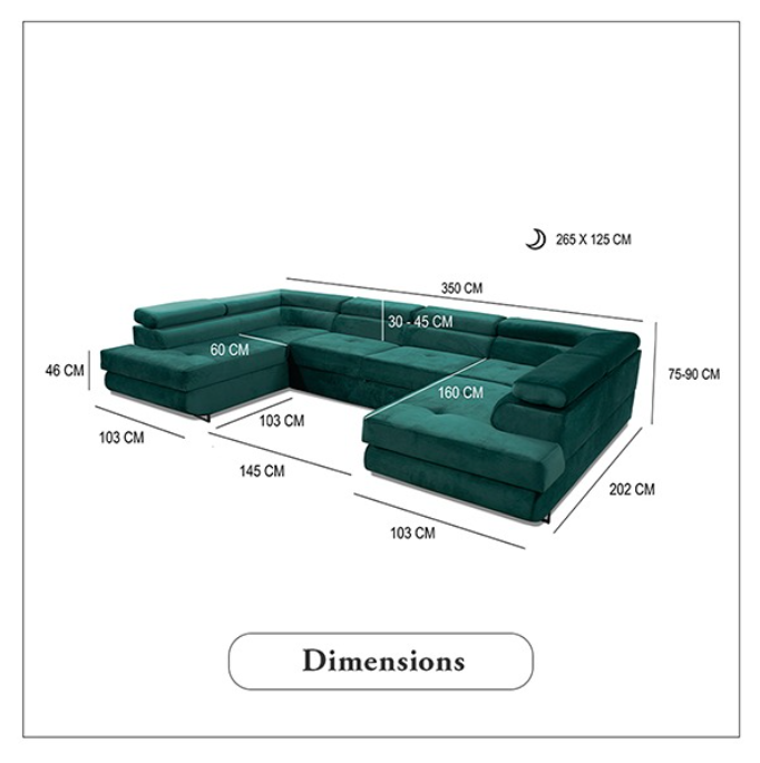 GREEN U-CORNER SOFA BED