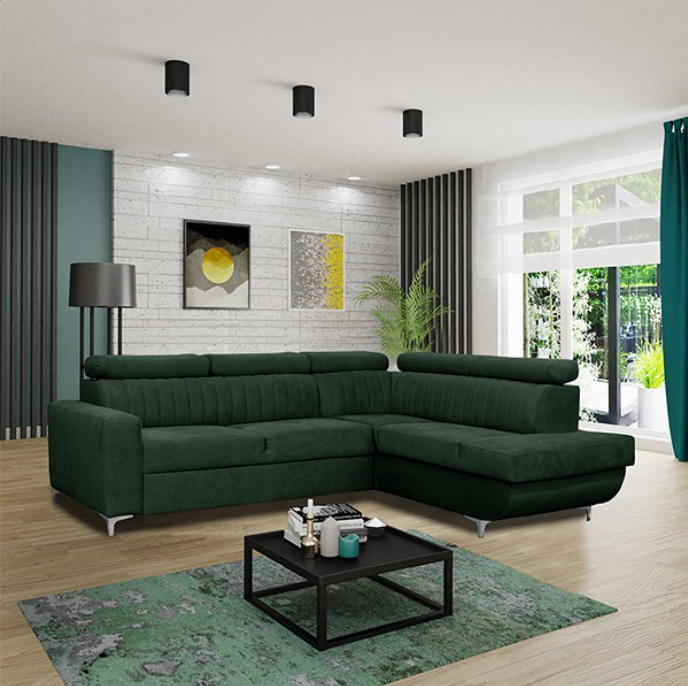HOUSTON GREEN CORNER SOFA BED