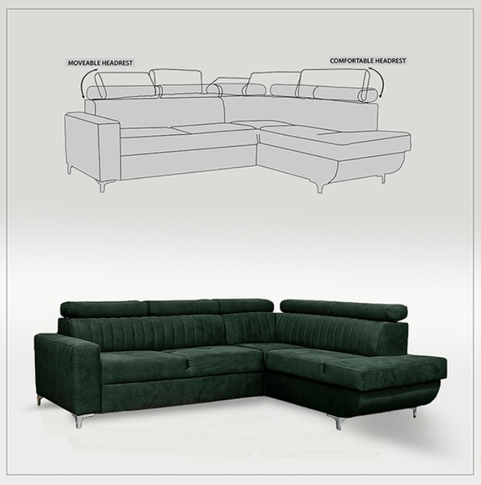 HOUSTON GREEN CORNER SOFA BED