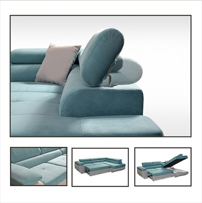 LIDO Sky Blue Corner Sofa Bed