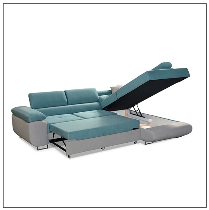 LIDO Sky Blue Corner Sofa Bed