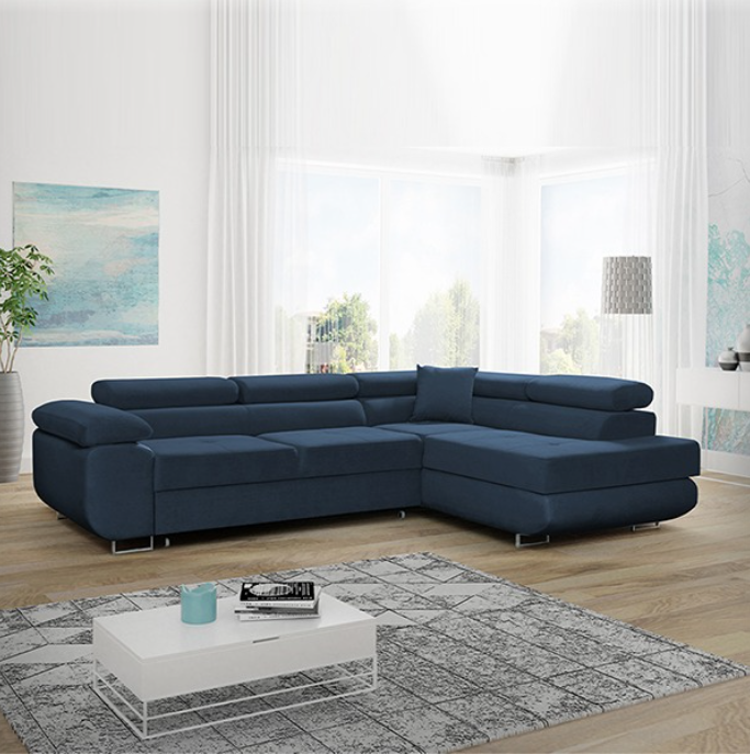 LIDO Blue Corner Sofa Bed