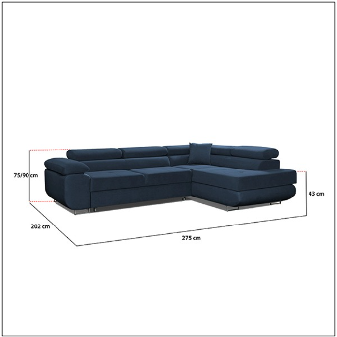 LIDO Blue Corner Sofa Bed