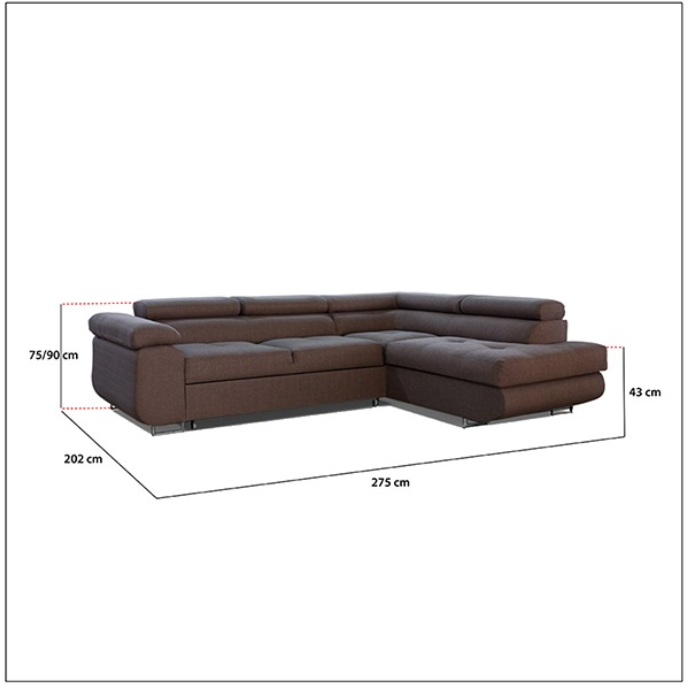LIDO Brown Corner Sofa Bed