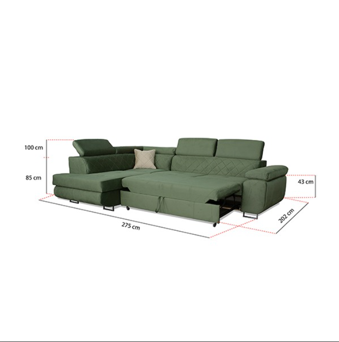 LAGUNA GREEN CORNER SOFA BED