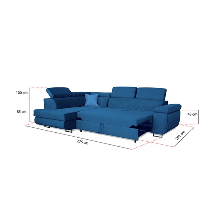 LAGUNA BLUE CORNER SOFA BED