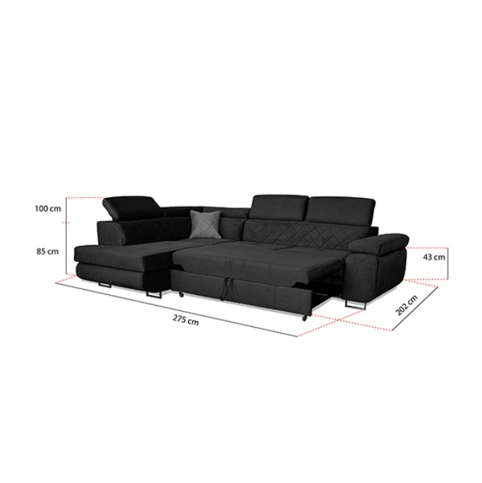 LAGUNA BLACK CORNER SOFA BED