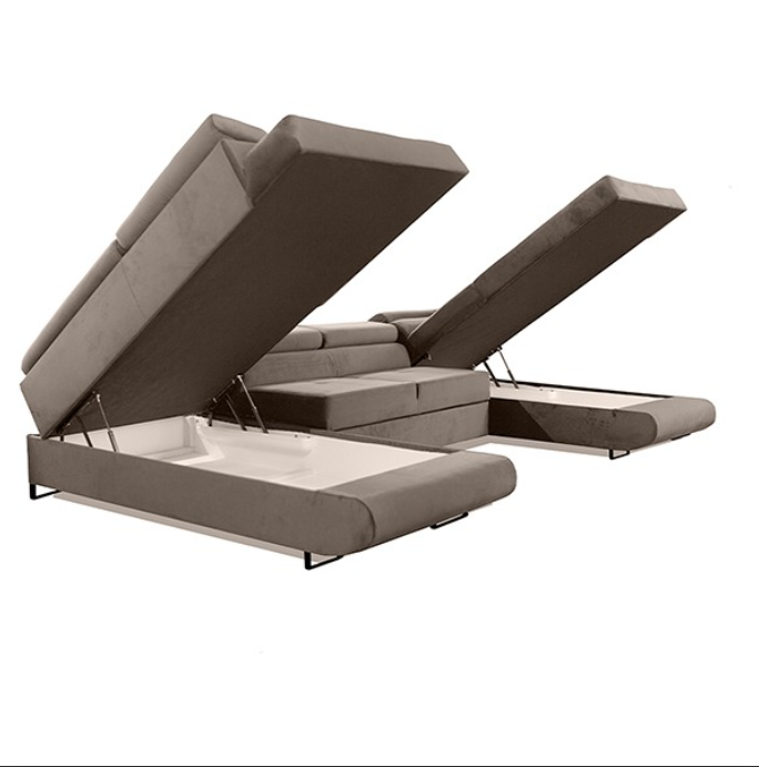 BROWN U-CORNER SOFA BED