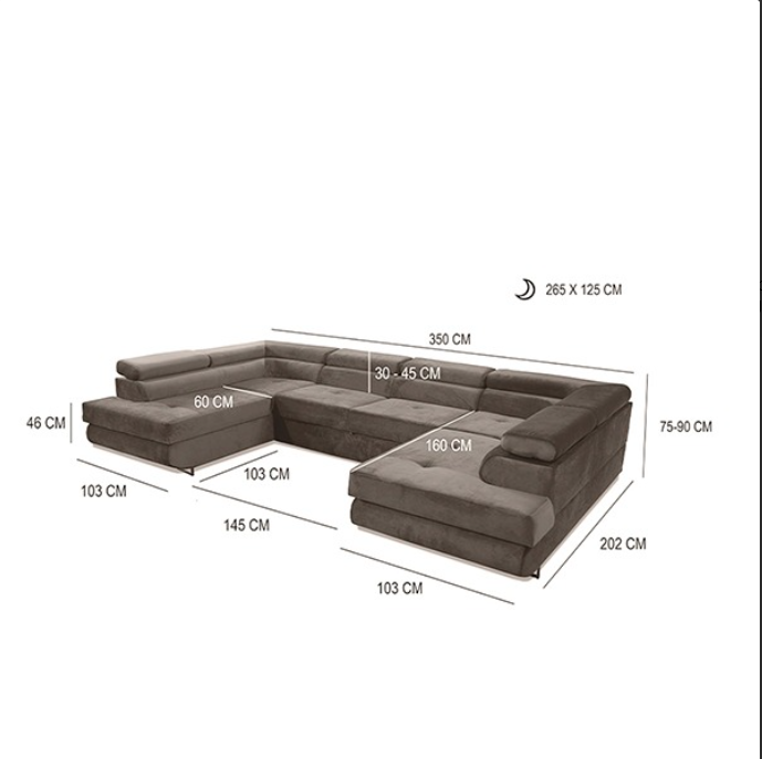 BROWN U-CORNER SOFA BED