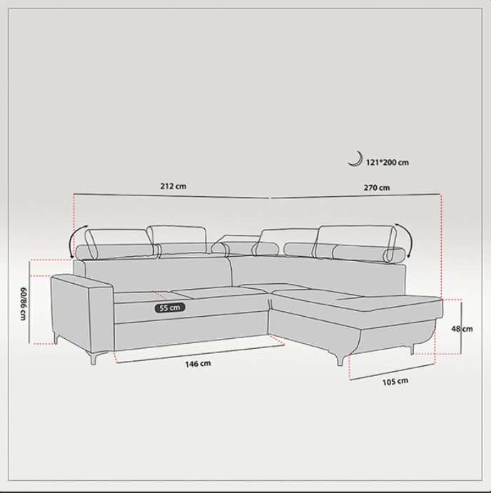 HOUSTON SKY BLUE CORNER SOFA BED