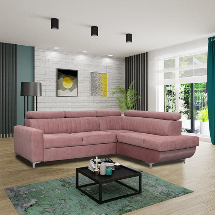 HOUSTON PINK CORNER SOFA BED