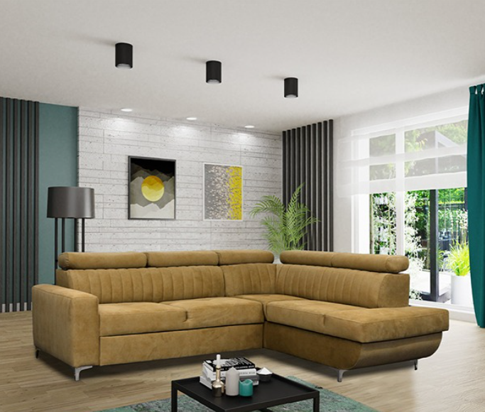 HOUSTON MUSTARD CORNER SOFA BED