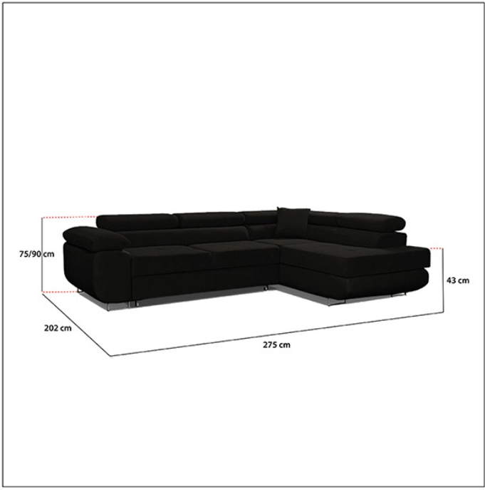 LIDO BLACK CORNER SOFA BED