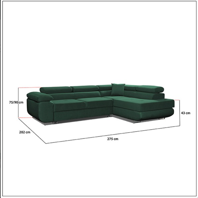 LIDO Green Corner Sofa Bed