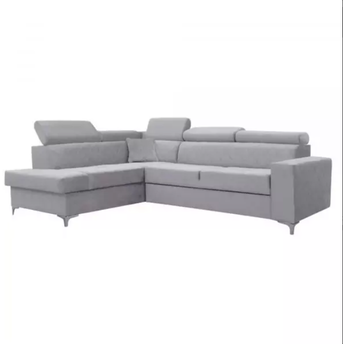 GLOSS CORNER SOFA BED SILVER