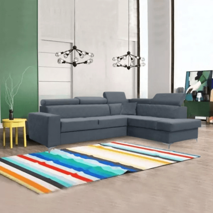 GLOSS CORNER SOFA BED STEEL