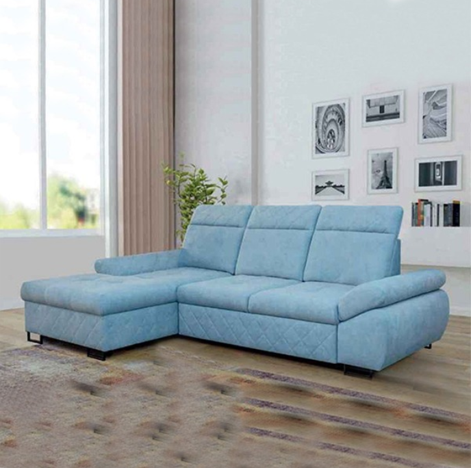 Santana Corner Sofa Bed Sky Blue