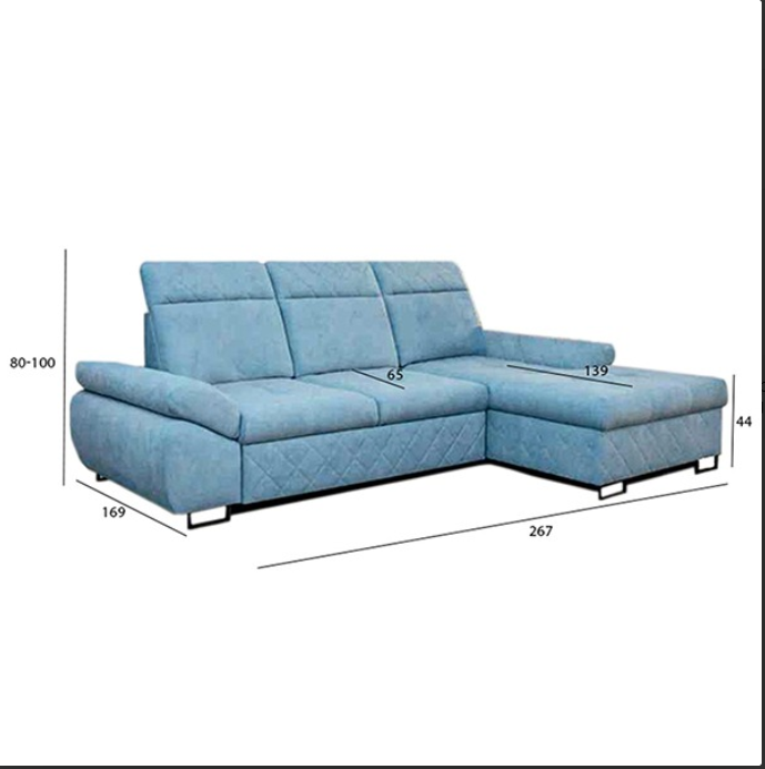 Santana Corner Sofa Bed Sky Blue