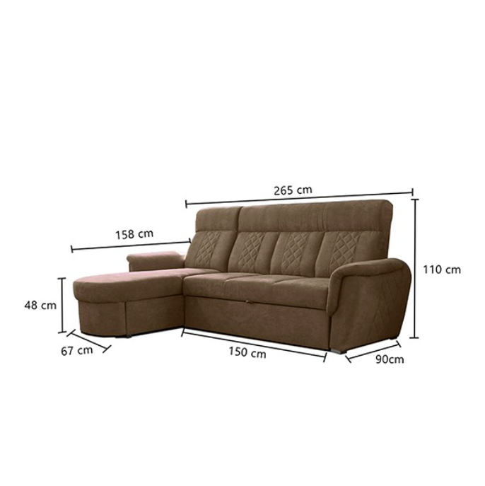 SELLY BROWN SMALL SOFA BED