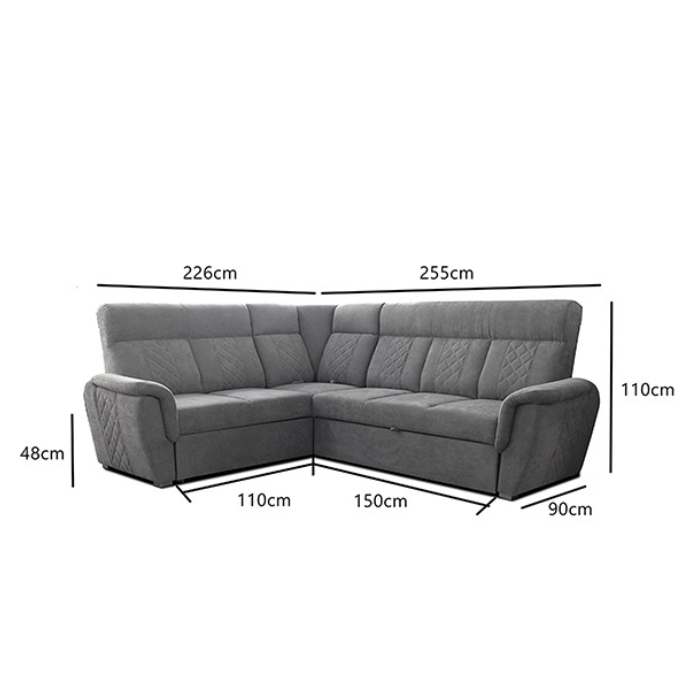 SELLY GREY LARGE CORNER SOFA