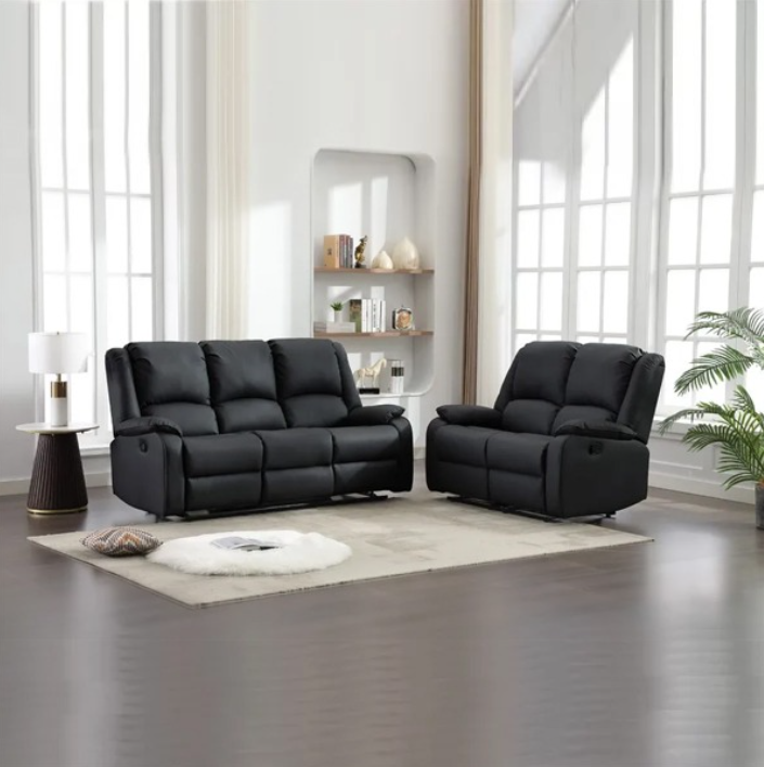 Chicago Pu Recliner Black 3+2 Sofa Set