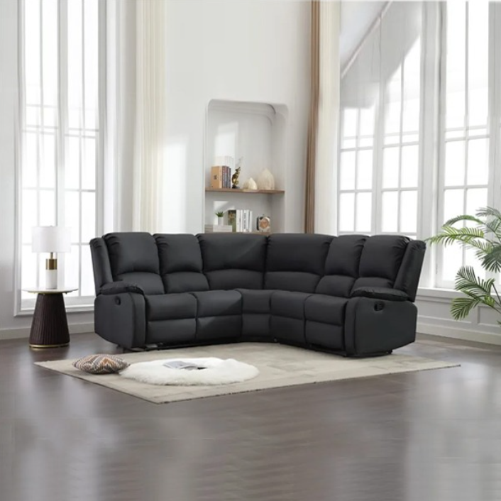 Chicago Pu Recliner Black Corner Sofa