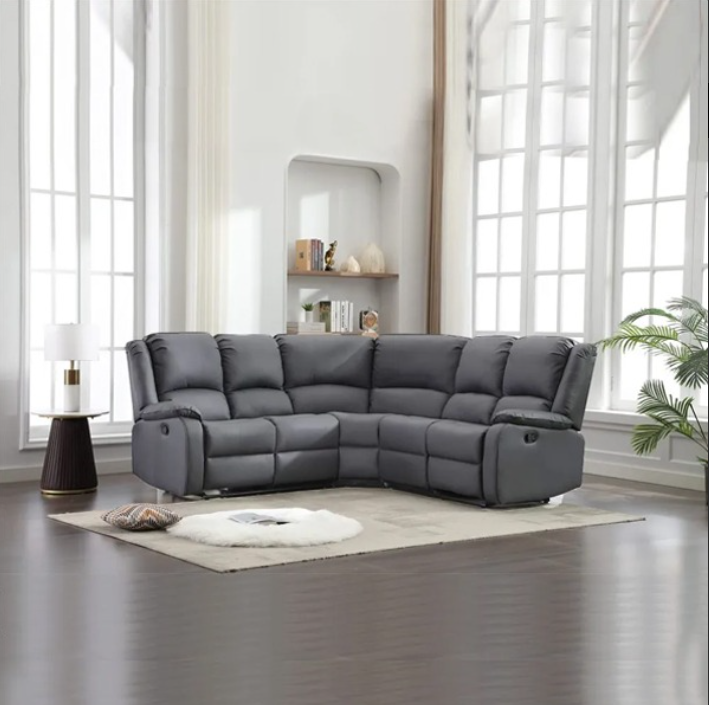 Chicago Pu Recliner Grey Corner Sofa