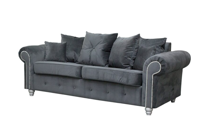 ASHWIN GREY VELVET SOFA SET