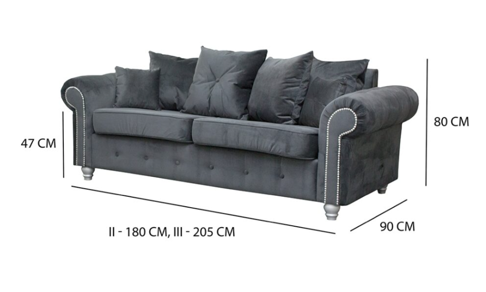 ASHWIN GREY VELVET SOFA SET