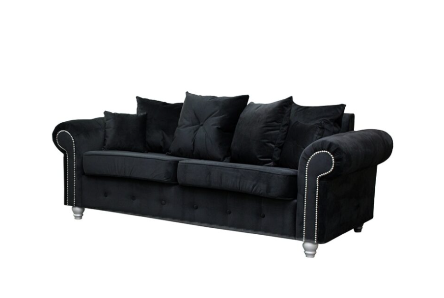 ASHWIN BLACK VELVET SOFA SET