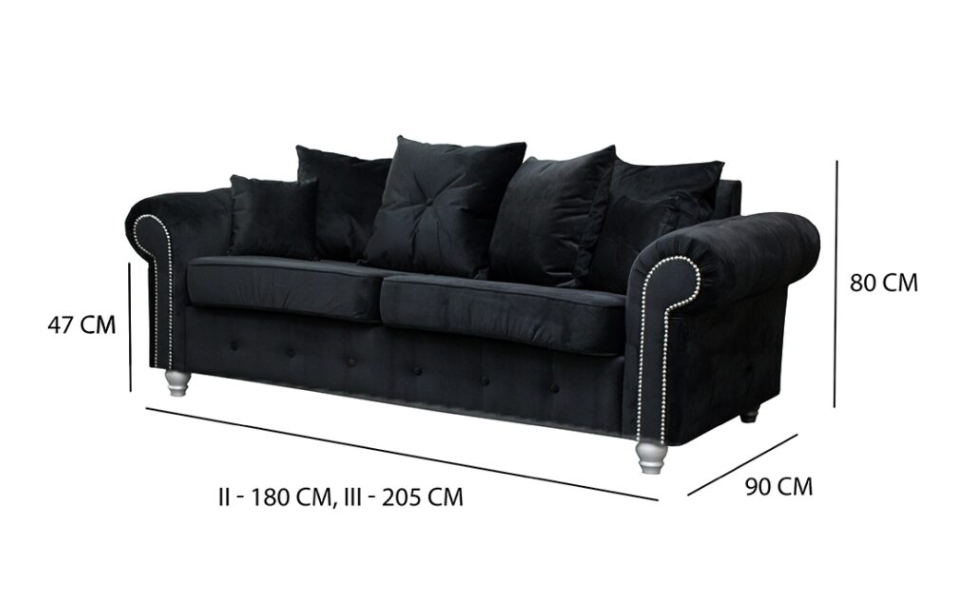 ASHWIN BLACK VELVET SOFA SET