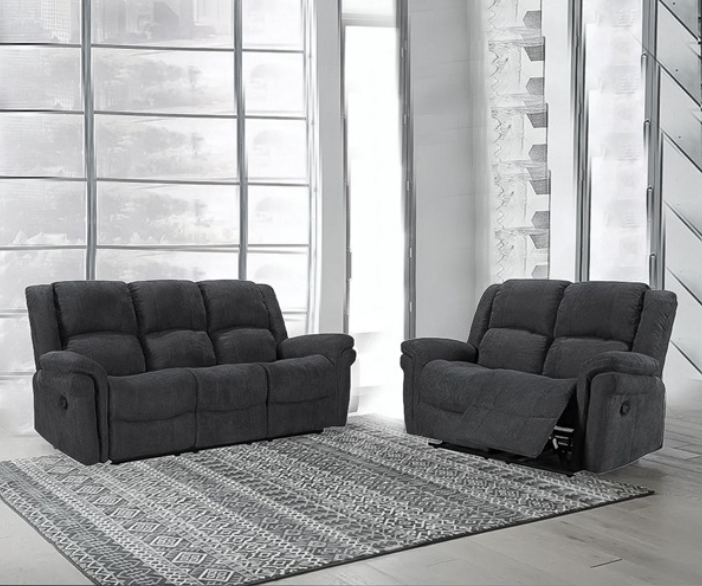Fabric Grey Recliner Sofa Set