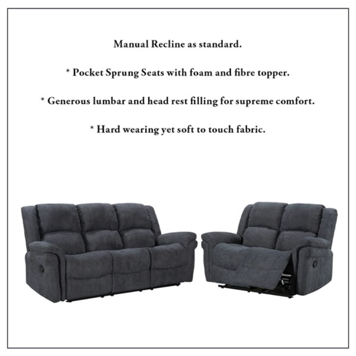 Fabric Grey Recliner Sofa Set