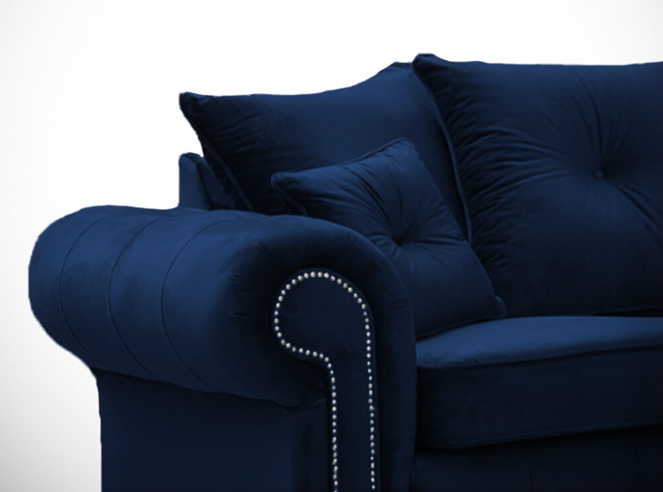 ASHWIN BLUE PLUSH VELVET CORNER SOFA