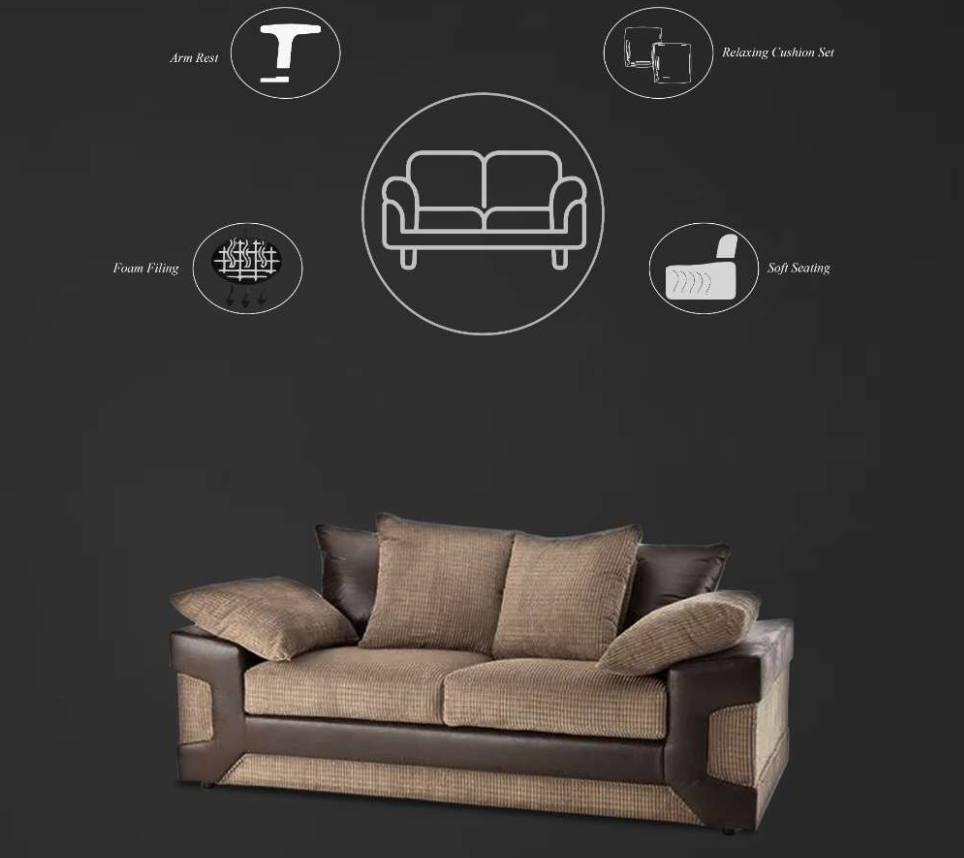 DINO BEIGE/BROWN SOFA SET