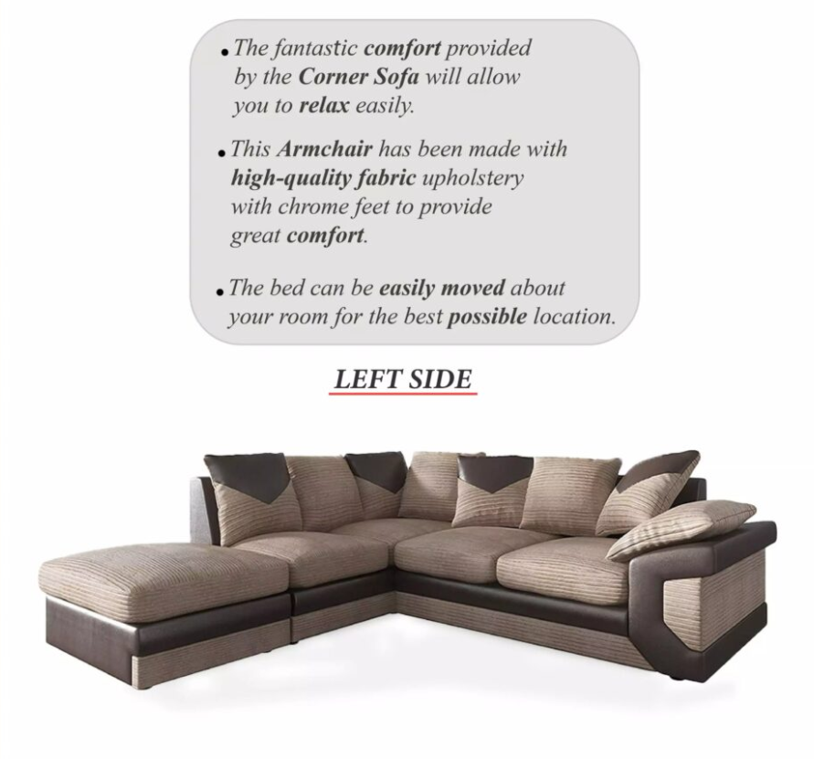 Dino Corner Sofa Beige/Brown