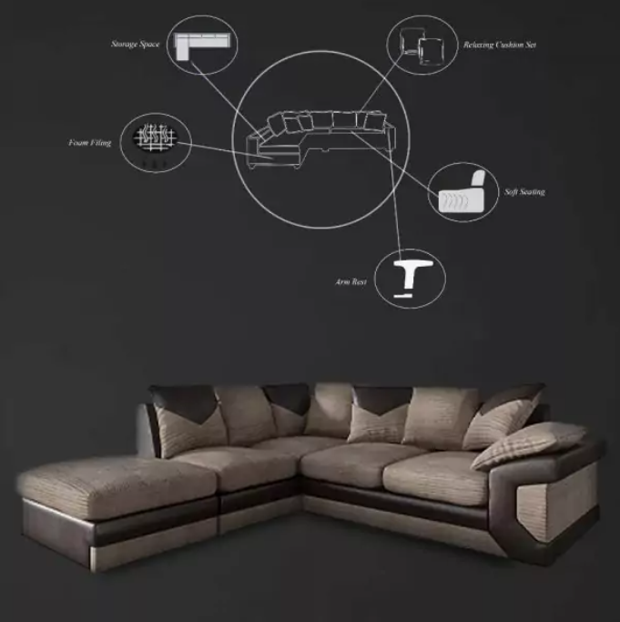 Dino Corner Sofa Beige/Brown