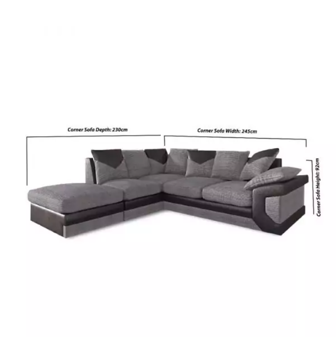 Dino Corner Sofa Black/Grey