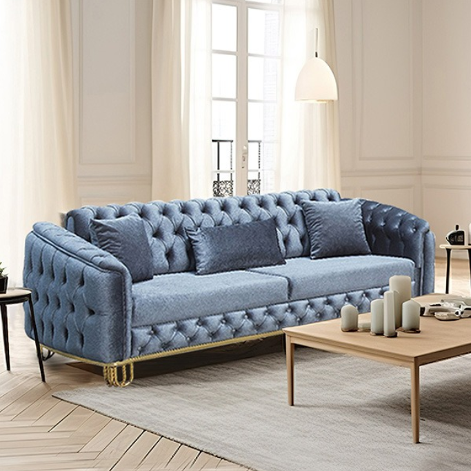 Lux Grey Chesterfield Sofa Set