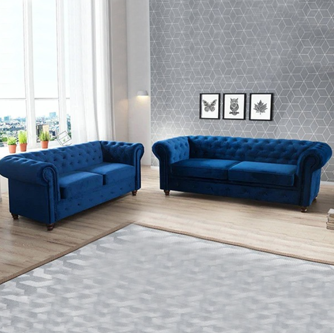 HERO CHESTERFIELD BLUE 3+2 SEATER SOFA